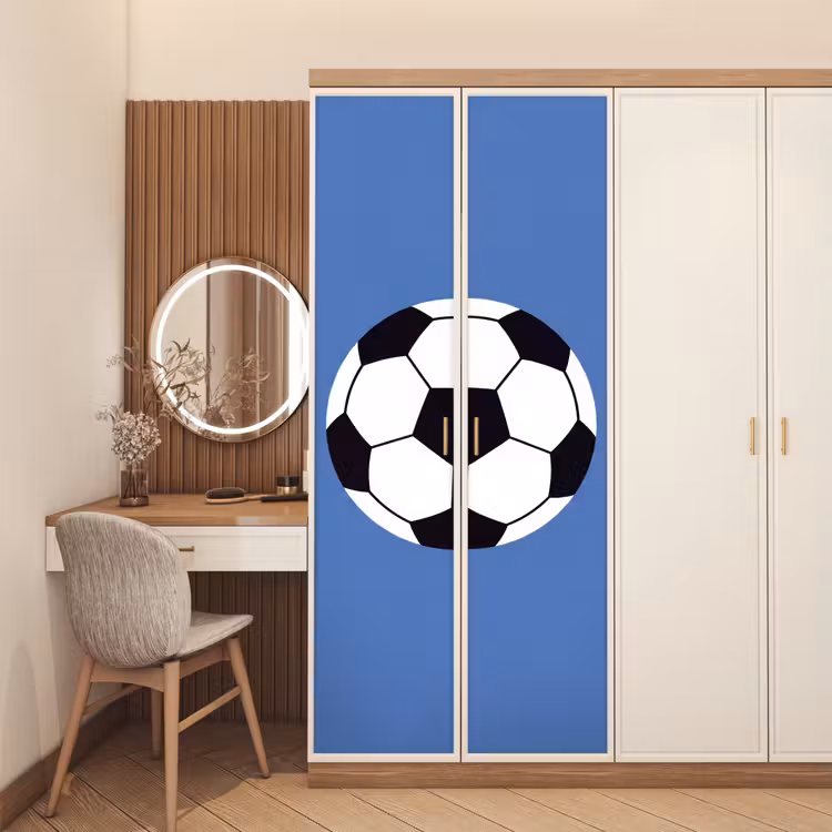 Türtapete - Fußball – Schwarz-Weiß – Sport – Illustration – Blau — 4