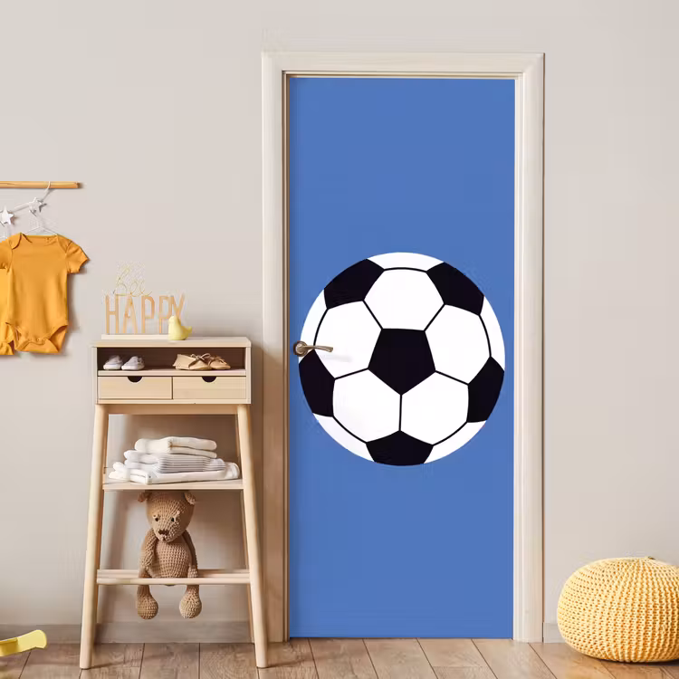 Türtapete - Fußball – Schwarz-Weiß – Sport – Illustration – Blau — 8