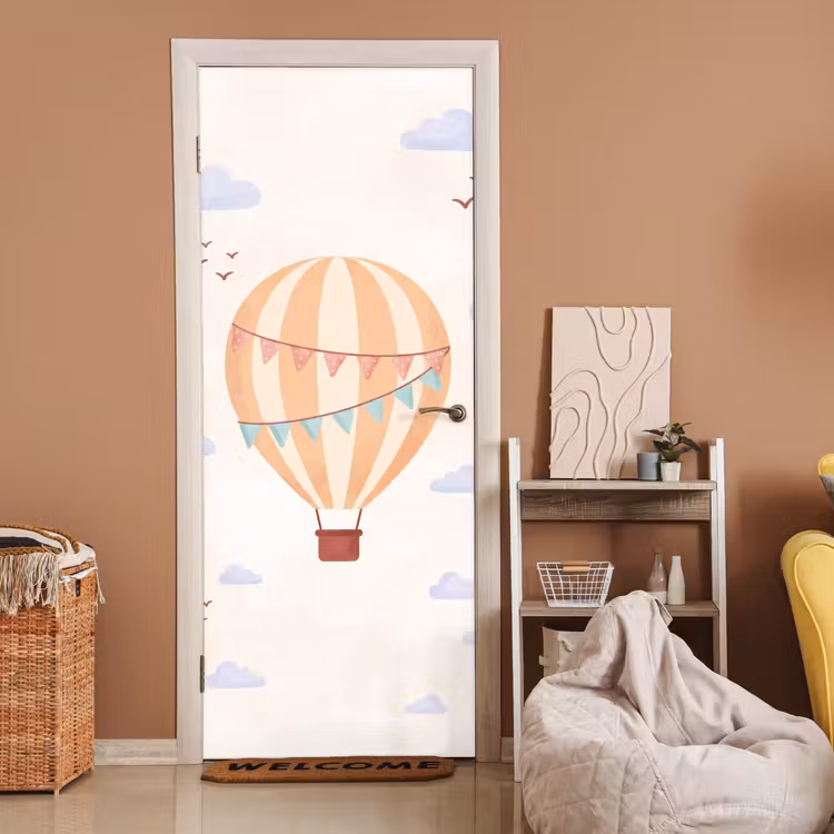 Türtapete - Heißluftballon – Wolken – Illustration – Sanft – Kinderzimmer — 2