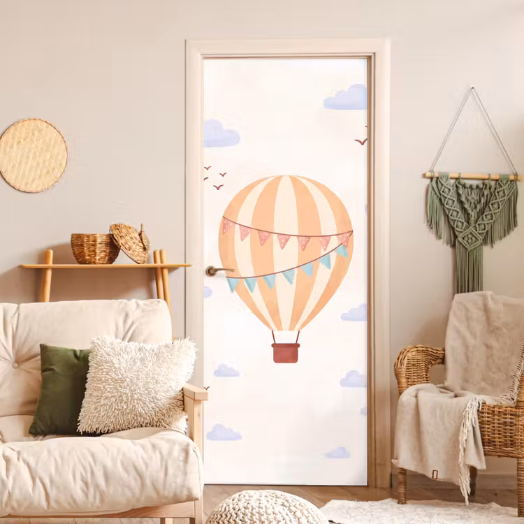 Türtapete - Heißluftballon – Wolken – Illustration – Sanft – Kinderzimmer — 3