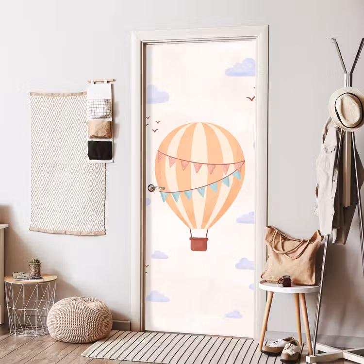 Türtapete - Heißluftballon – Wolken – Illustration – Sanft – Kinderzimmer — 7