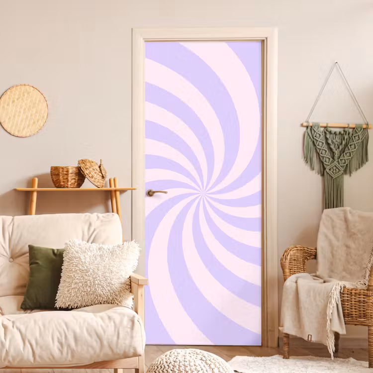 Türtapete - Muster – Spirale – Abstrakt – Modern – Lila-Rosa — 3