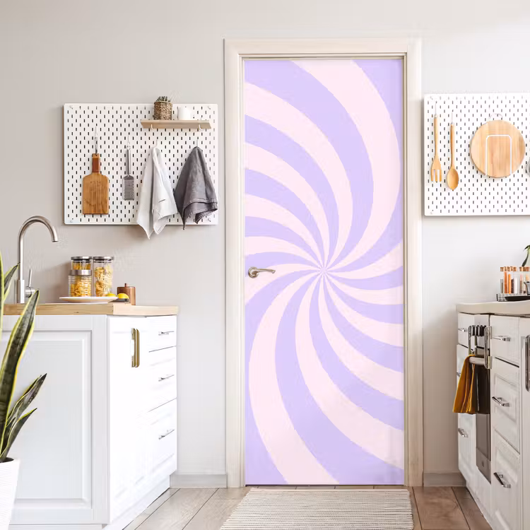 Türtapete - Muster – Spirale – Abstrakt – Modern – Lila-Rosa — 6