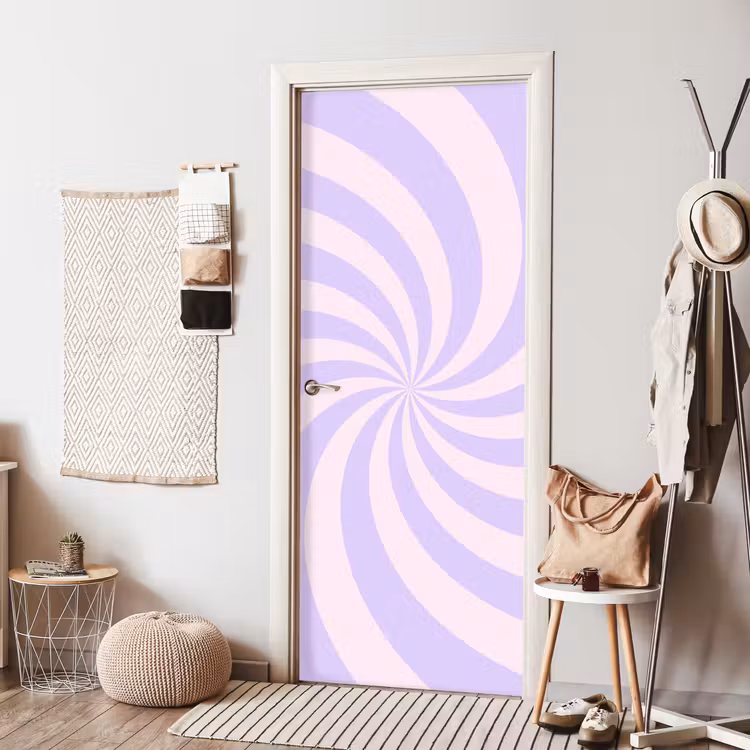 Türtapete - Muster – Spirale – Abstrakt – Modern – Lila-Rosa — 7