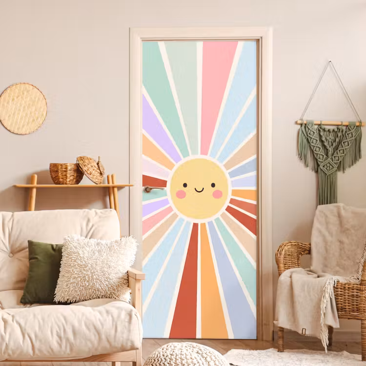 Türtapete - Sonne – Strahlen – Fröhlich – Bunt – Abstrakt — 3