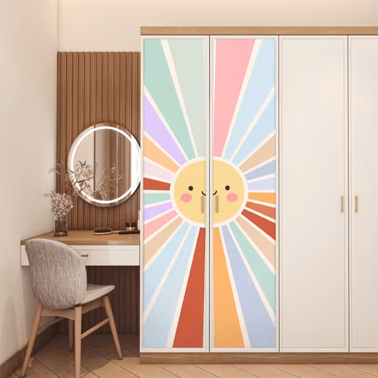 Türtapete - Sonne – Strahlen – Fröhlich – Bunt – Abstrakt — 4