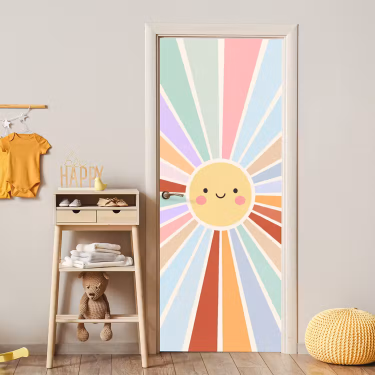 Türtapete - Sonne – Strahlen – Fröhlich – Bunt – Abstrakt — 5
