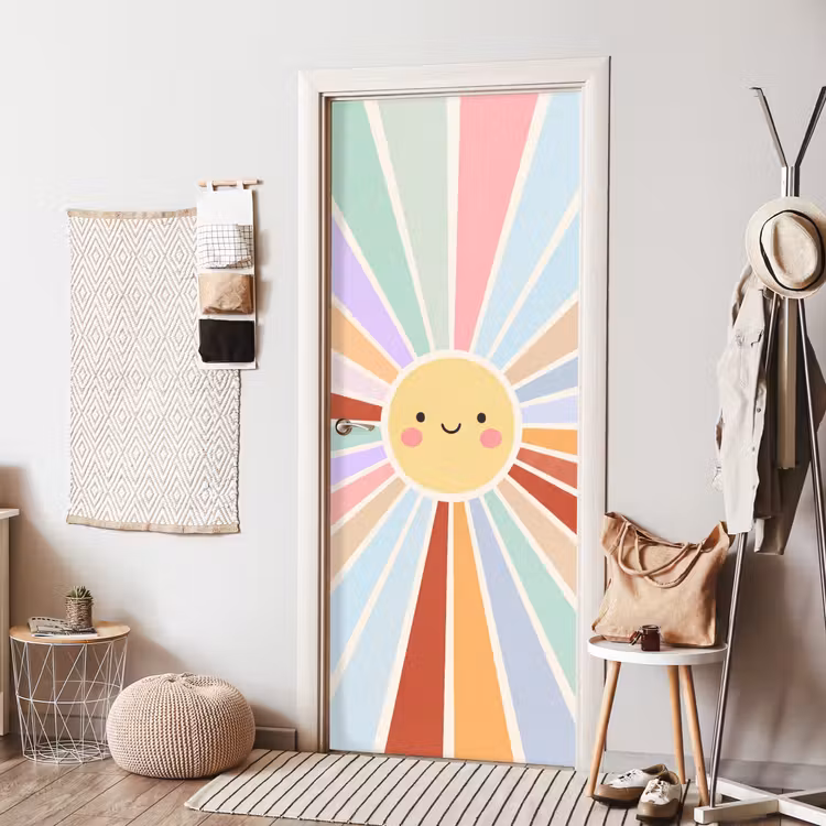 Türtapete - Sonne – Strahlen – Fröhlich – Bunt – Abstrakt — 7