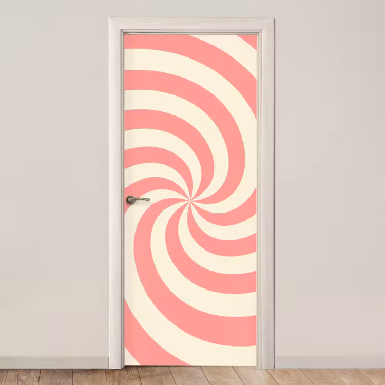 Türtapete - Spirale – Muster – Abstrakt – Rosa – Beige — 1