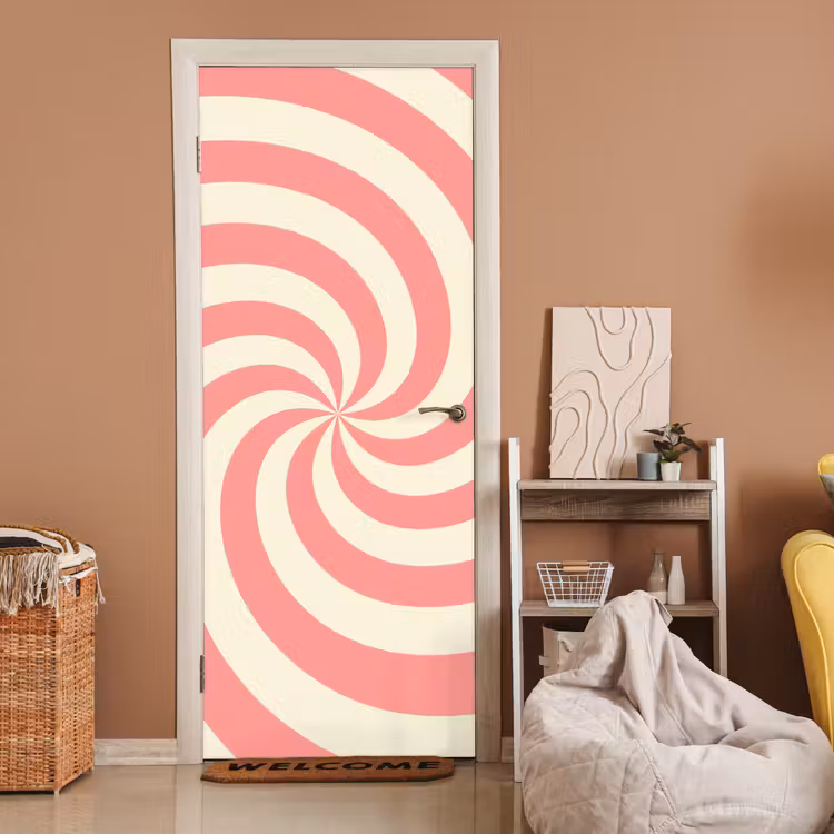 Türtapete - Spirale – Muster – Abstrakt – Rosa – Beige — 2