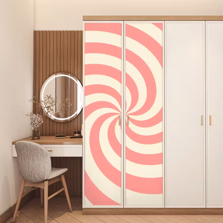 Türtapete - Spirale – Muster – Abstrakt – Rosa – Beige — 4