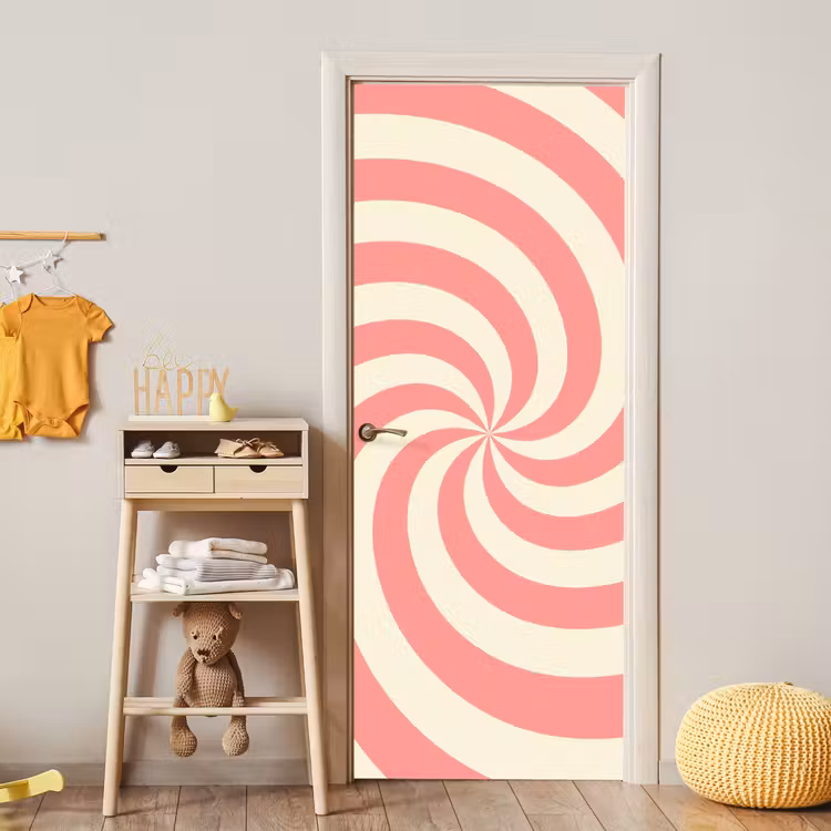 Türtapete - Spirale – Muster – Abstrakt – Rosa – Beige — 5
