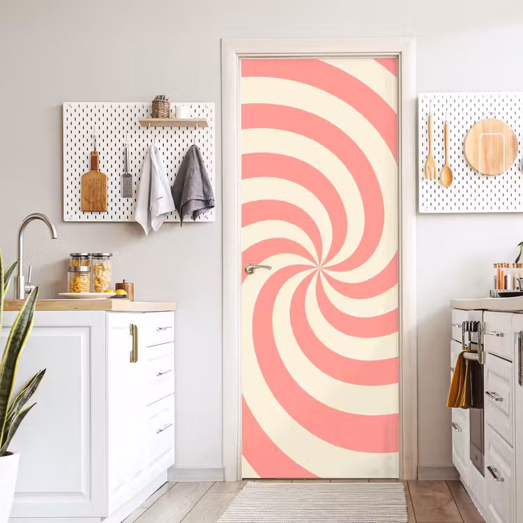 Türtapete - Spirale – Muster – Abstrakt – Rosa – Beige — 6