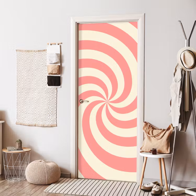 Türtapete - Spirale – Muster – Abstrakt – Rosa – Beige — 7