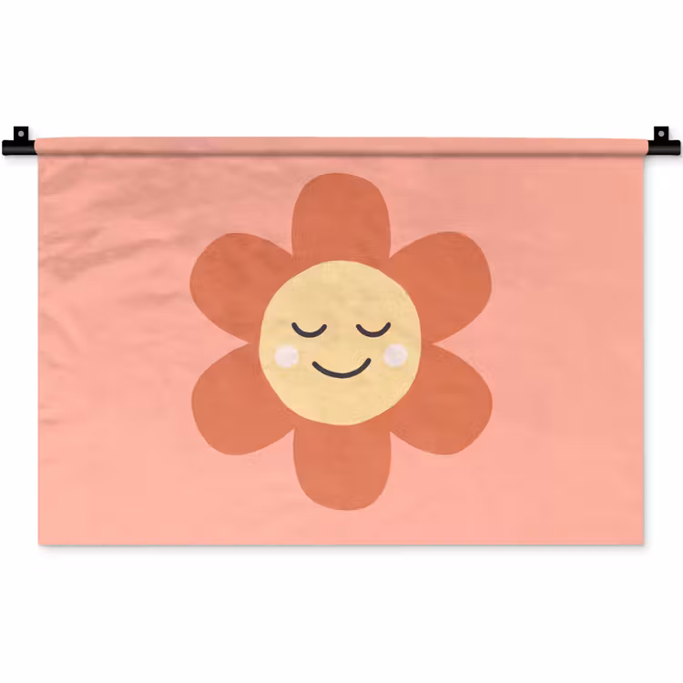 Wandteppich - Blumen – Zeichentrickfilm – Kind – Rosa — 1