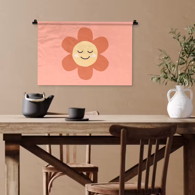Wandteppich - Blumen – Zeichentrickfilm – Kind – Rosa — 3