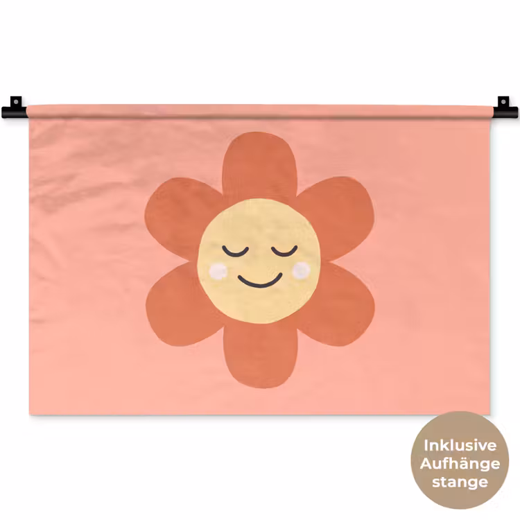 Wandteppich - Blumen – Zeichentrickfilm – Kind – Rosa — 9