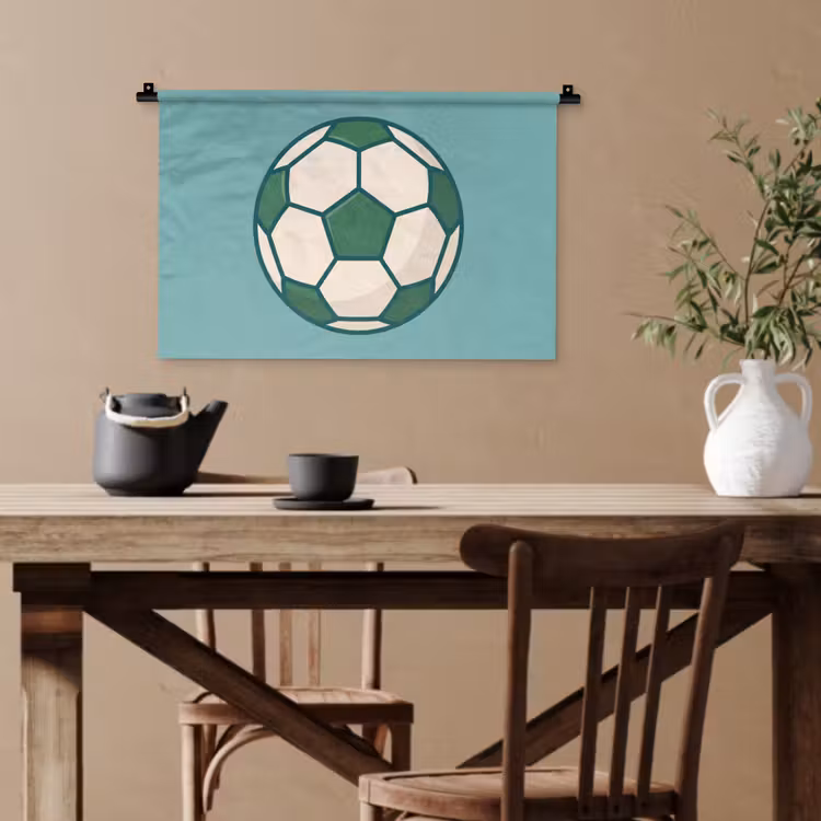 Wandteppich - Fußball – Geometrisch – Sport – Illustration – Blaugrün — 3