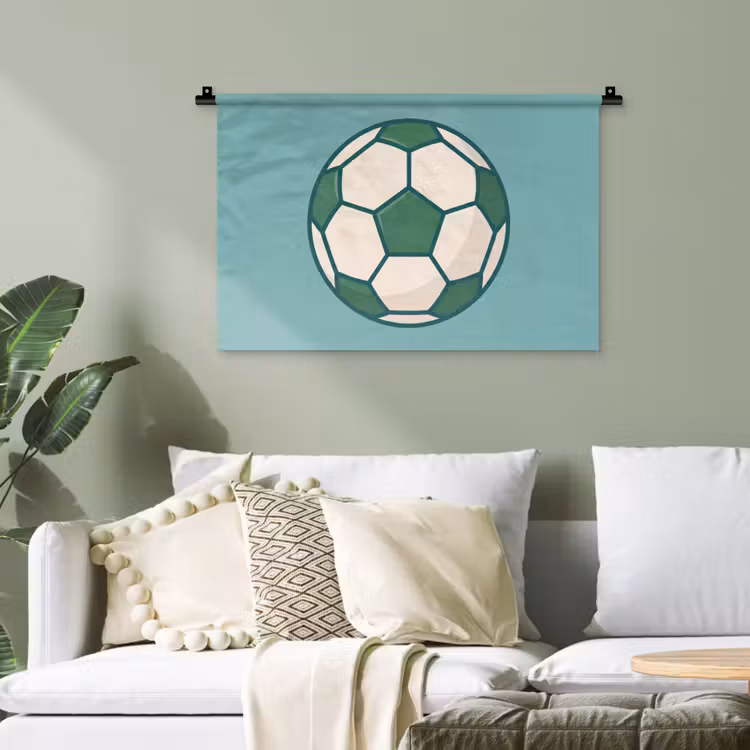 Wandteppich - Fußball – Geometrisch – Sport – Illustration – Blaugrün — 4