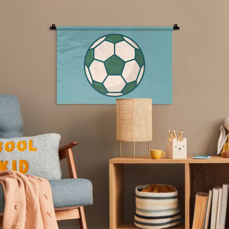 Wandteppich - Fußball – Geometrisch – Sport – Illustration – Blaugrün — 5
