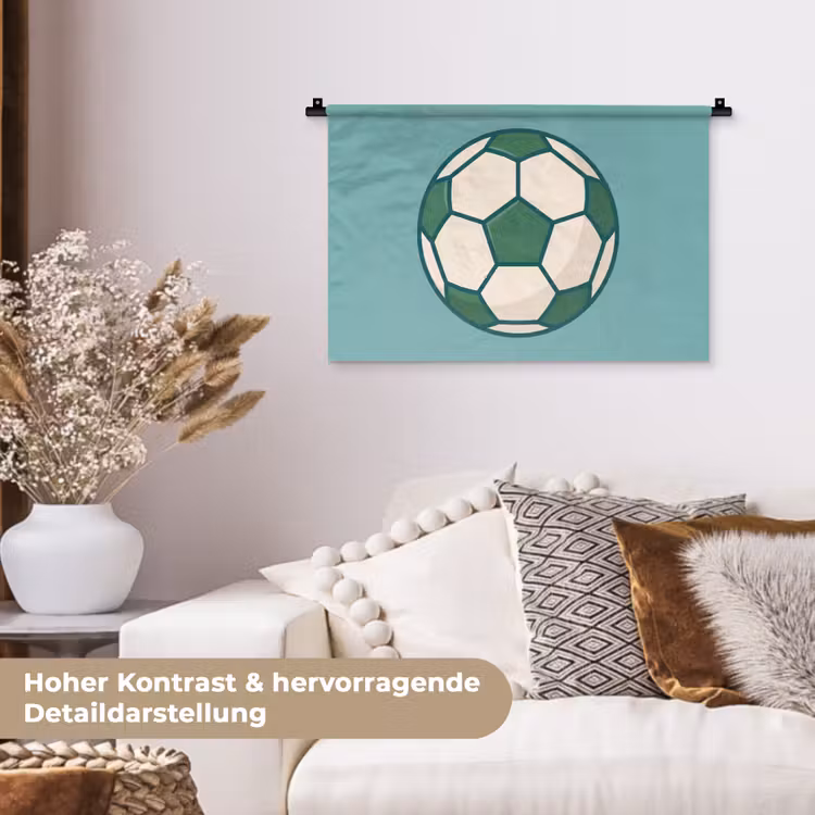 Wandteppich - Fußball – Geometrisch – Sport – Illustration – Blaugrün — 6