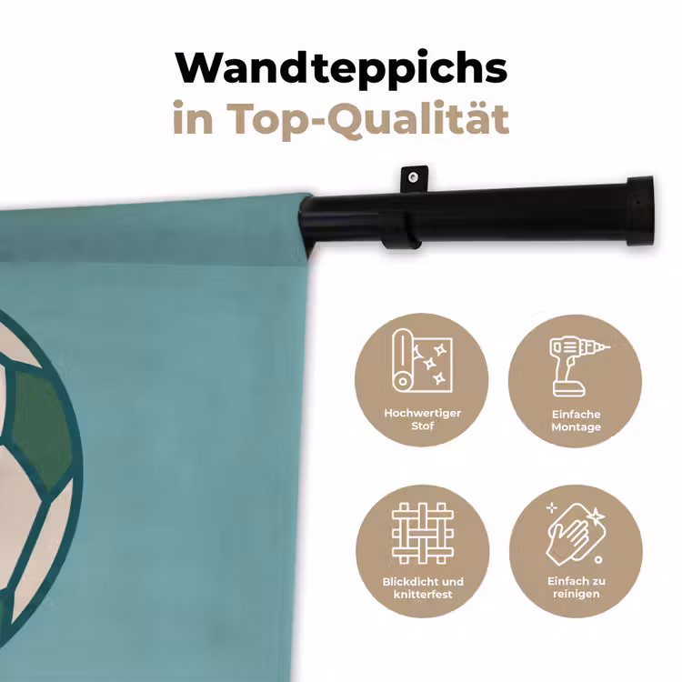 Wandteppich - Fußball – Geometrisch – Sport – Illustration – Blaugrün — 7