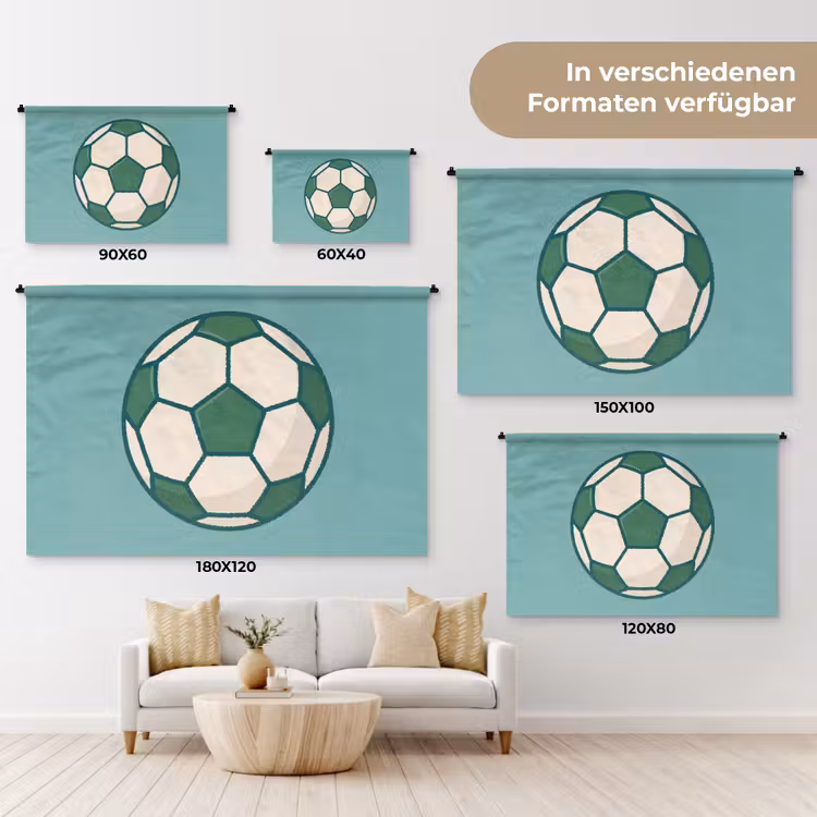 Wandteppich - Fußball – Geometrisch – Sport – Illustration – Blaugrün — 8