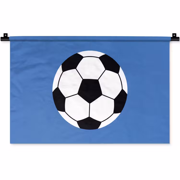 Wandteppich - Fußball – Schwarz-Weiß – Sport – Illustration – Blau — 1
