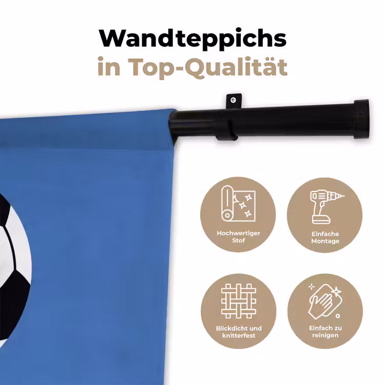 Wandteppich - Fußball – Schwarz-Weiß – Sport – Illustration – Blau — 7