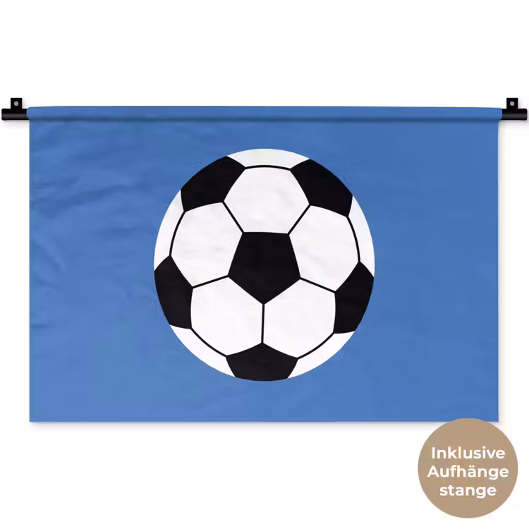 Wandteppich - Fußball – Schwarz-Weiß – Sport – Illustration – Blau — 9