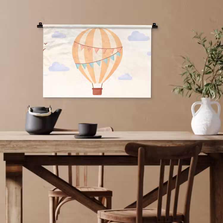 Wandteppich - Heißluftballon – Wolken – Illustration – Sanft – Kinderzimmer — 3