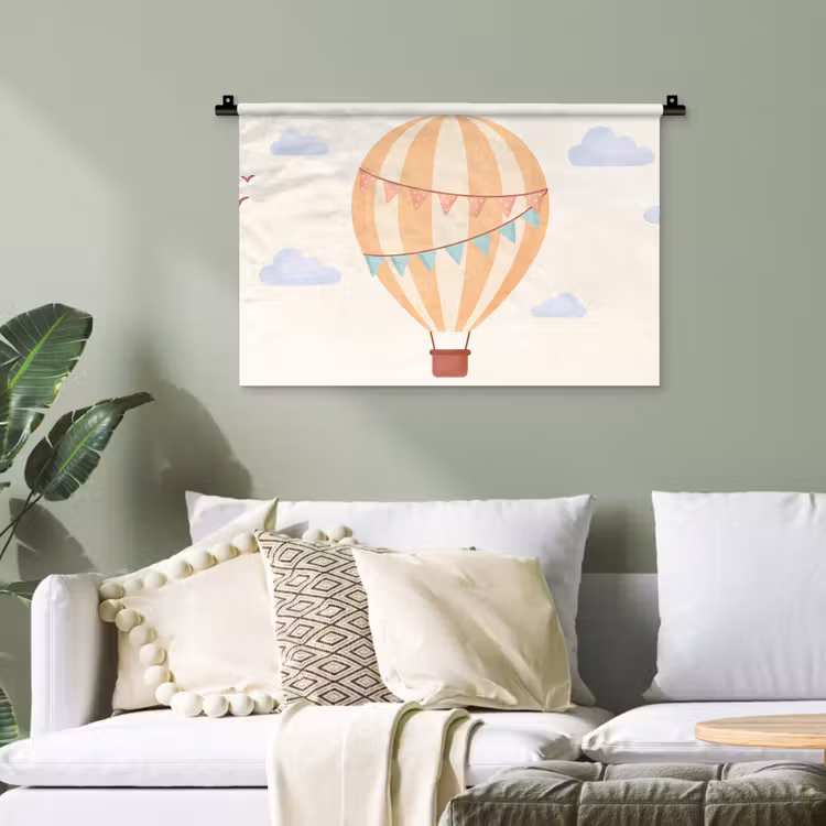 Wandteppich - Heißluftballon – Wolken – Illustration – Sanft – Kinderzimmer — 4