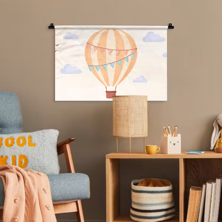 Wandteppich - Heißluftballon – Wolken – Illustration – Sanft – Kinderzimmer — 5