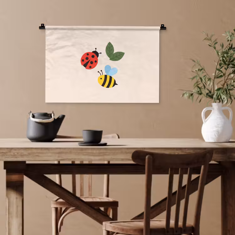Wandteppich - Insekt – Blatt – Natur – Verspielt – Illustration — 3