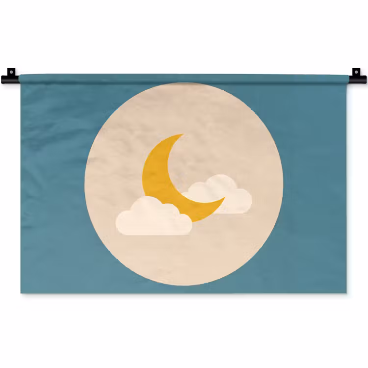Wandteppich - Mond – Wolken – Natur – Abstrakt – Gelb — 1