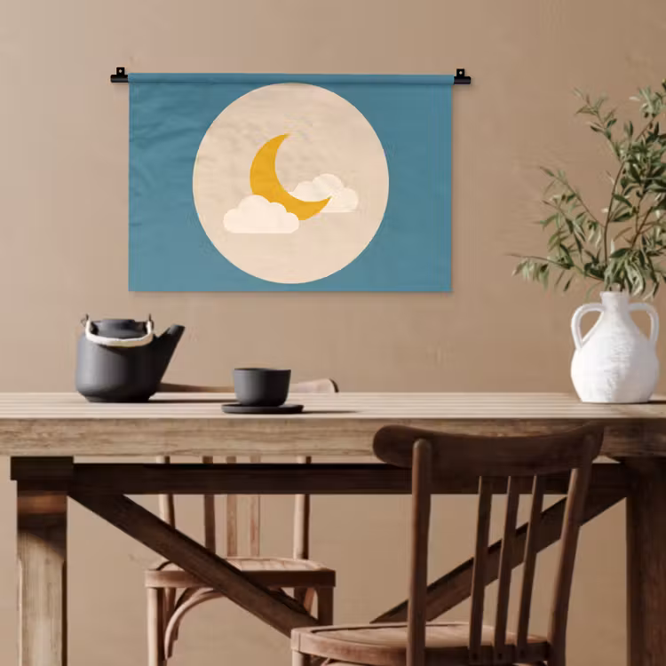 Wandteppich - Mond – Wolken – Natur – Abstrakt – Gelb — 3