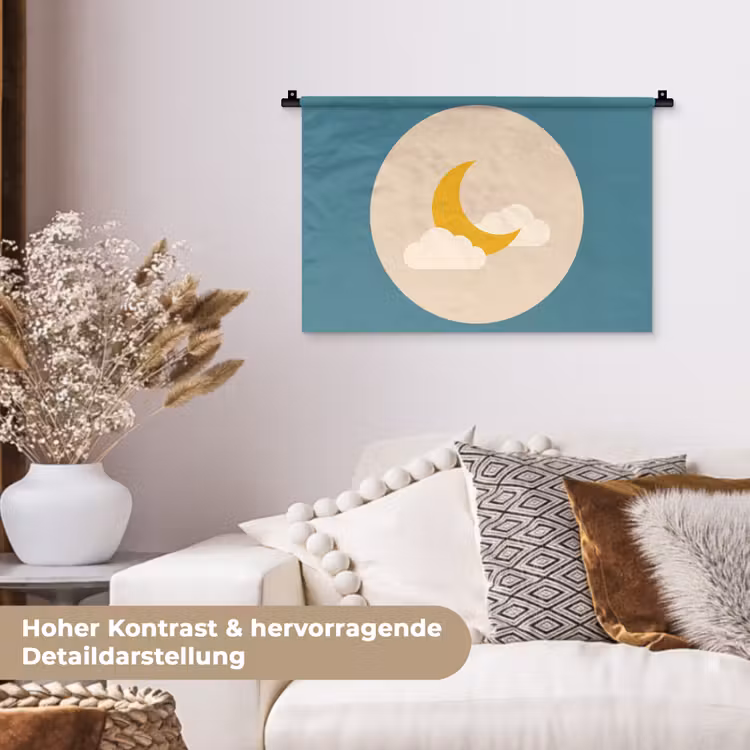Wandteppich - Mond – Wolken – Natur – Abstrakt – Gelb — 6