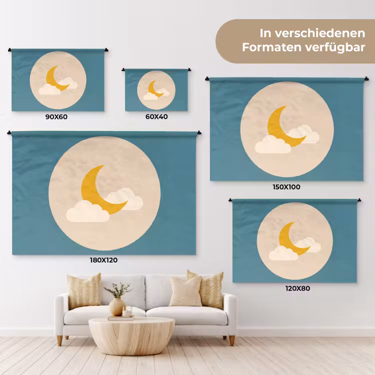 Wandteppich - Mond – Wolken – Natur – Abstrakt – Gelb — 8