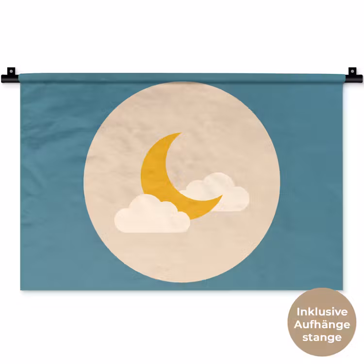 Wandteppich - Mond – Wolken – Natur – Abstrakt – Gelb — 9