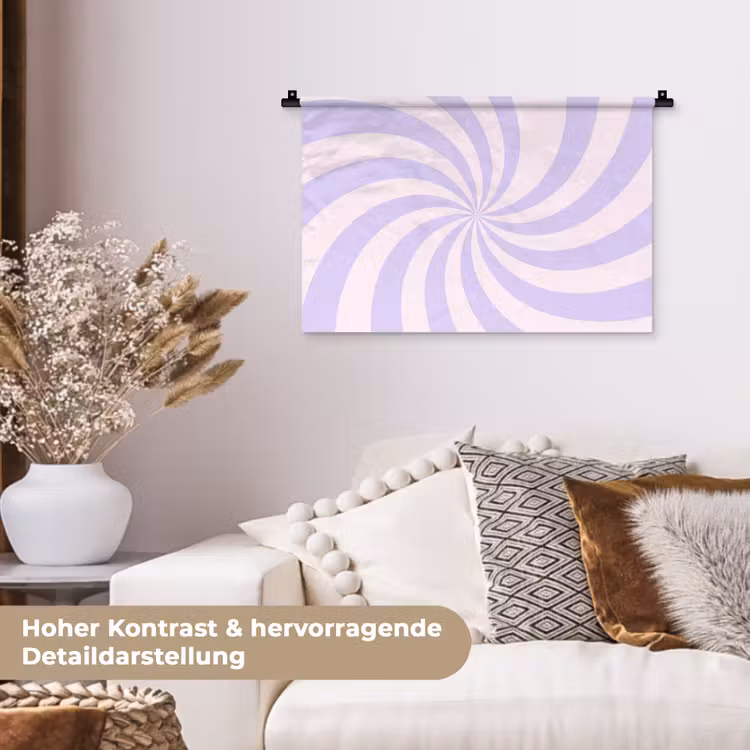 Wandteppich - Muster – Spirale – Abstrakt – Modern – Lila-Rosa — 6