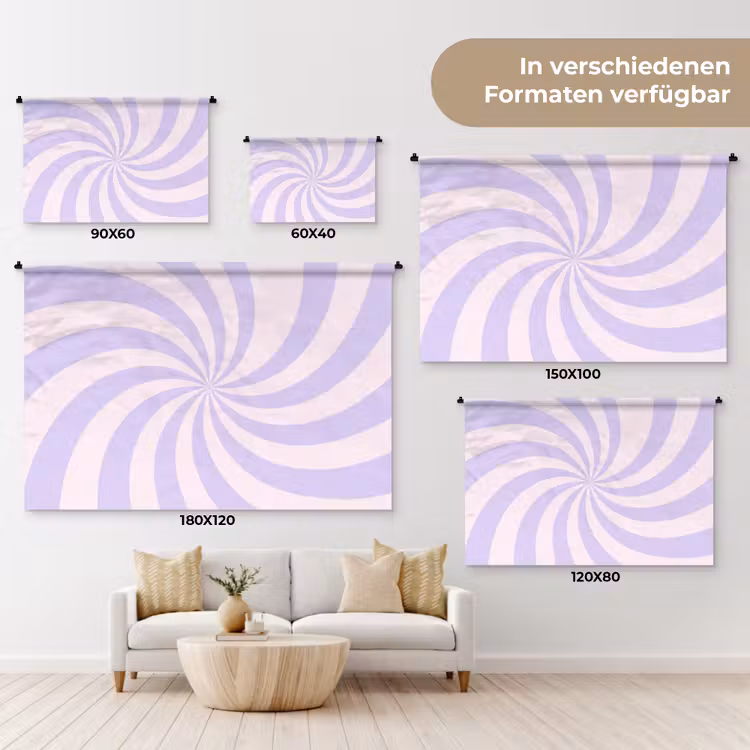Wandteppich - Muster – Spirale – Abstrakt – Modern – Lila-Rosa — 8