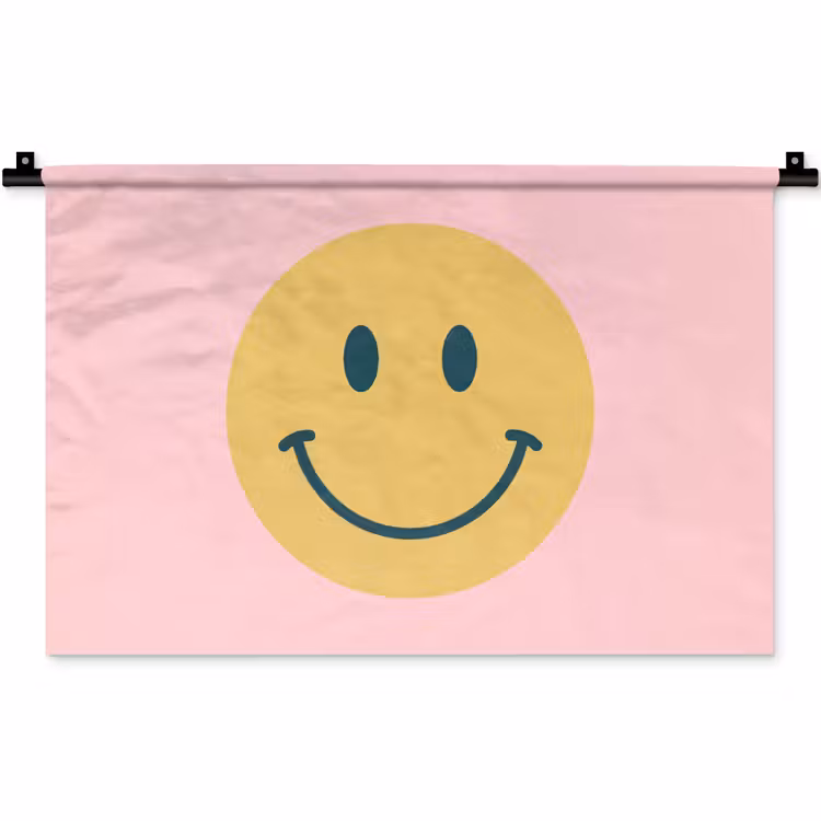 Wandteppich - Smiley – Gelb – Rosa – Symbol – Minimalistisch — 1