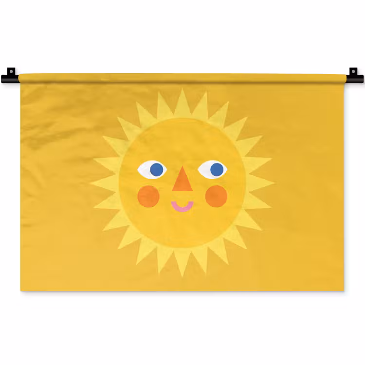 Wandteppich - Sonne – Gesicht – Sommer – Illustration – Gelb — 1
