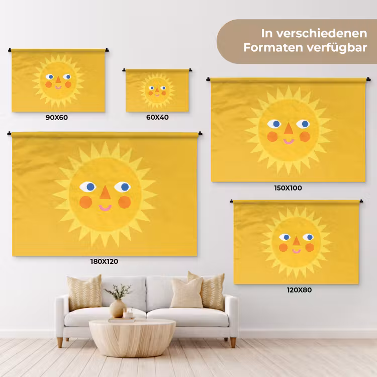 Wandteppich - Sonne – Gesicht – Sommer – Illustration – Gelb — 8