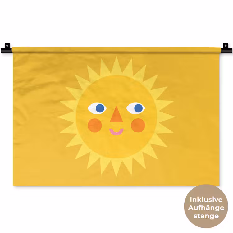 Wandteppich - Sonne – Gesicht – Sommer – Illustration – Gelb — 9