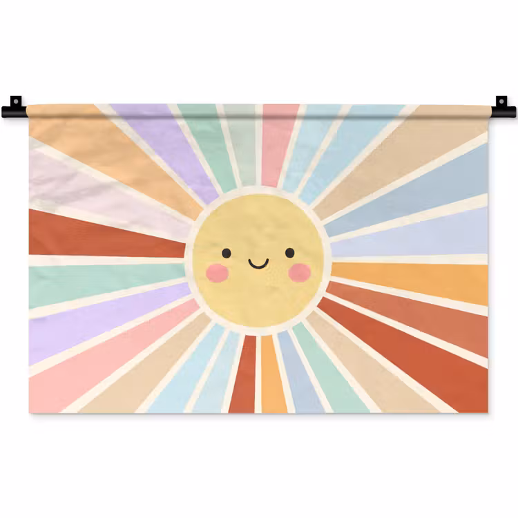 Wandteppich - Sonne – Strahlen – Fröhlich – Bunt – Abstrakt — 1
