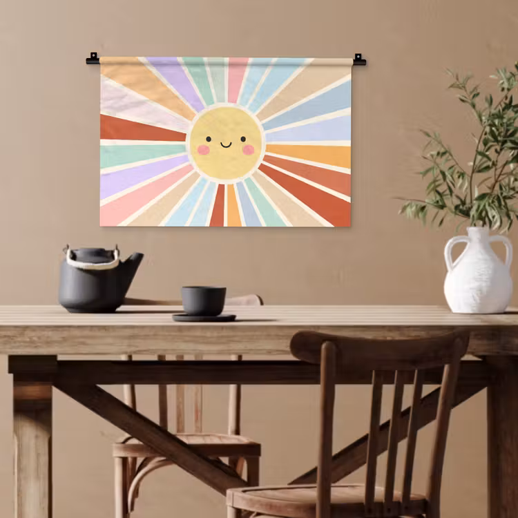 Wandteppich - Sonne – Strahlen – Fröhlich – Bunt – Abstrakt — 3