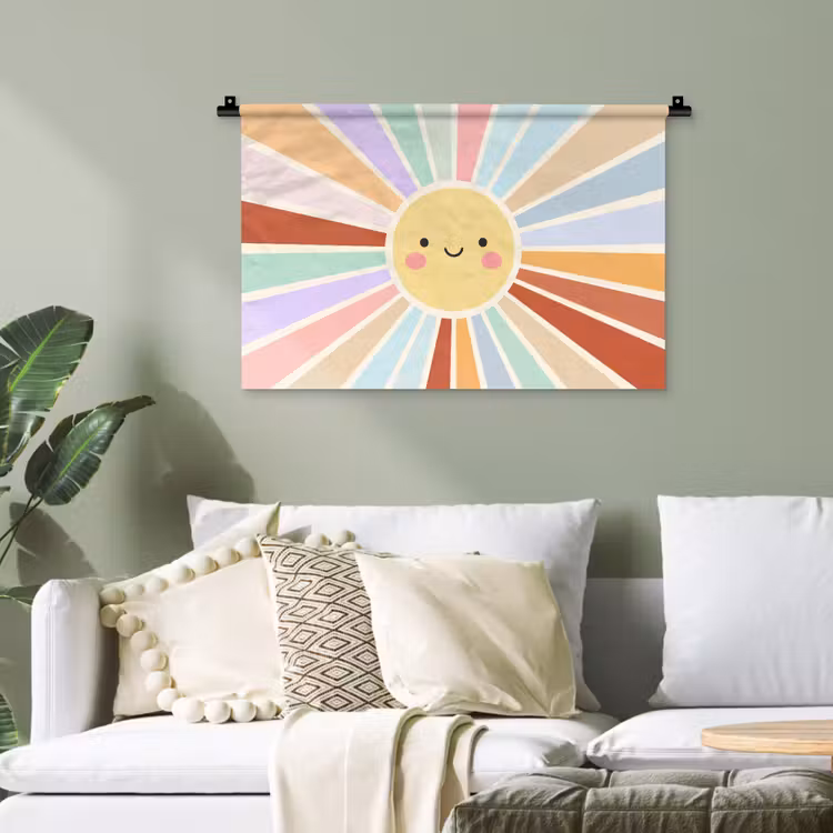 Wandteppich - Sonne – Strahlen – Fröhlich – Bunt – Abstrakt — 4