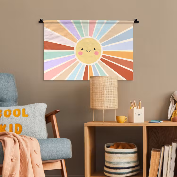 Wandteppich - Sonne – Strahlen – Fröhlich – Bunt – Abstrakt — 5