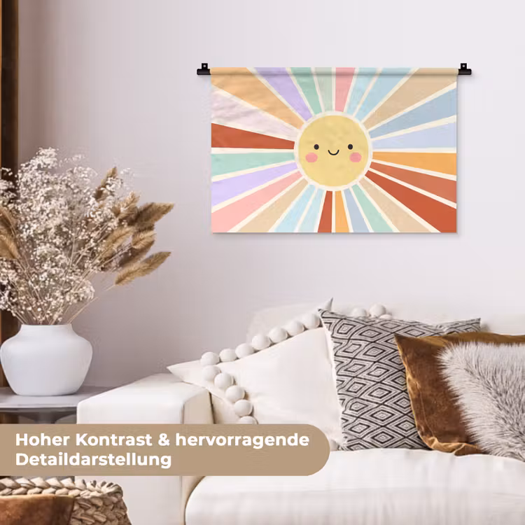Wandteppich - Sonne – Strahlen – Fröhlich – Bunt – Abstrakt — 6